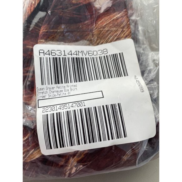 Susan Graver Petite Printed Stretch Charmeuse Big Shirt Size 4X Ginger Spice NEW - Picture 3 of 7